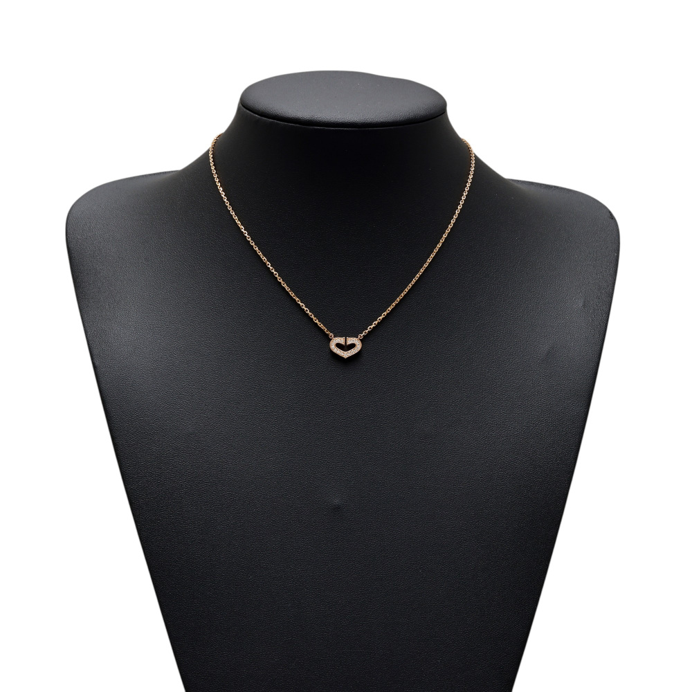 Cartier C Heart Necklace 18K Rose Gold Diamond B7008400