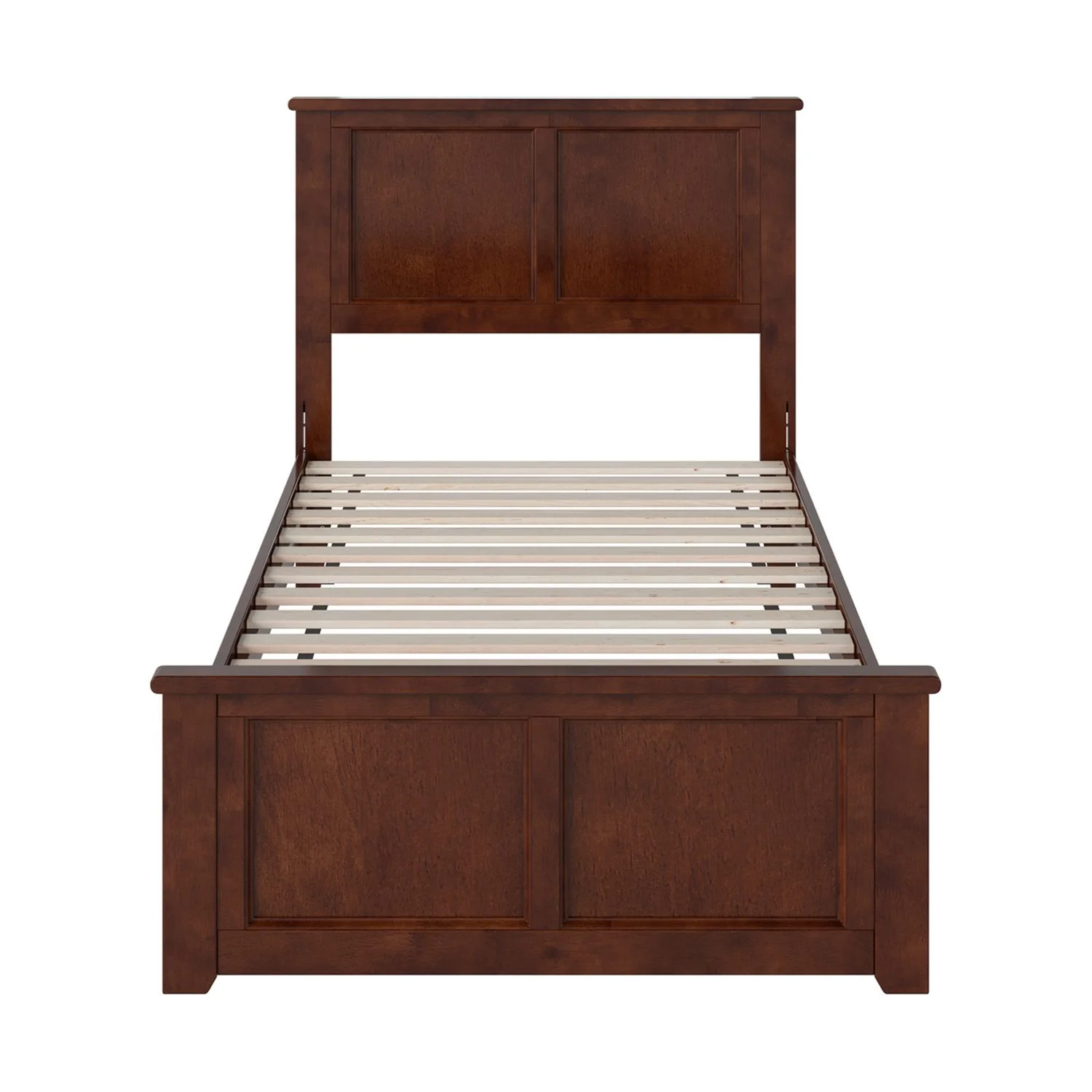 AFI Charlotte Twin Solid Wood Low Profile Platform Bed with Matching Footboard, Walnut