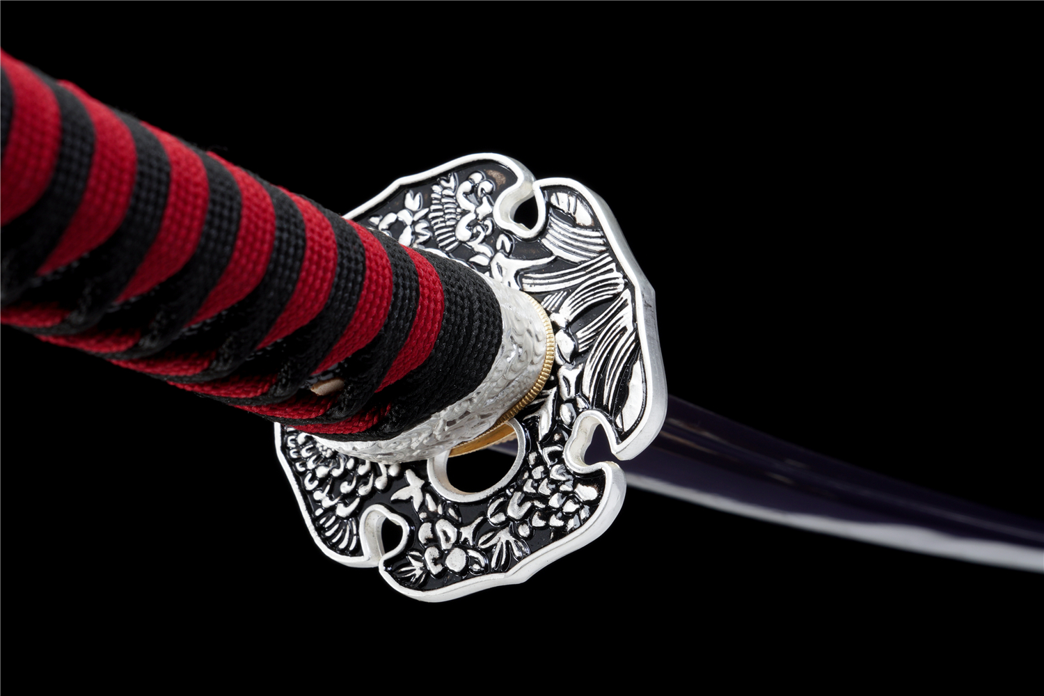 Handmade Katana High Carbon Purple Blade Alloy Tsuba Red Saya Full Tang