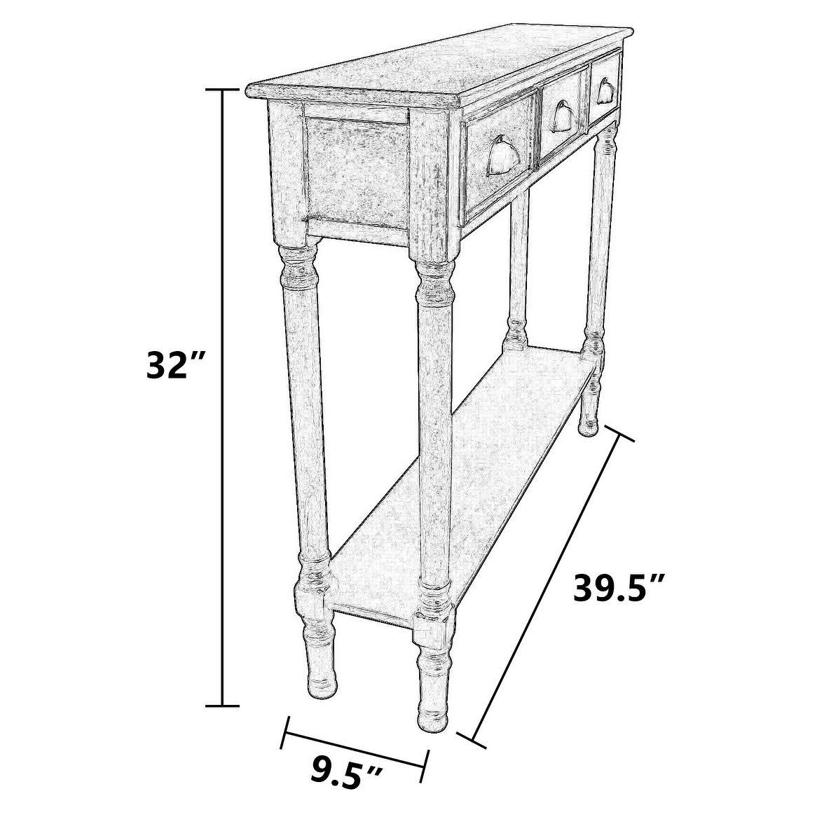 Burlington 3-Drawer Wood Console Table, 39.5x22 Wide - Sahara