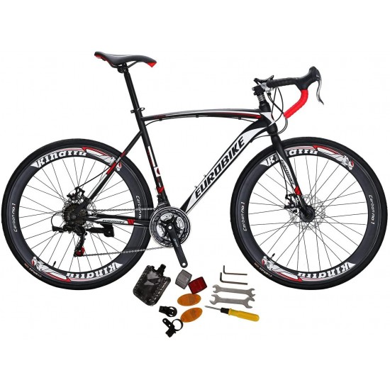 Road Bike XC550 21 Speed 54 cm Frame 700C Wheels Road Bicycle Dual Disc Brake Bicycle Black-White 60