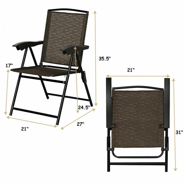 Gymax 2PCS Folding Sling Chairs Steel Armrest Patio Camping