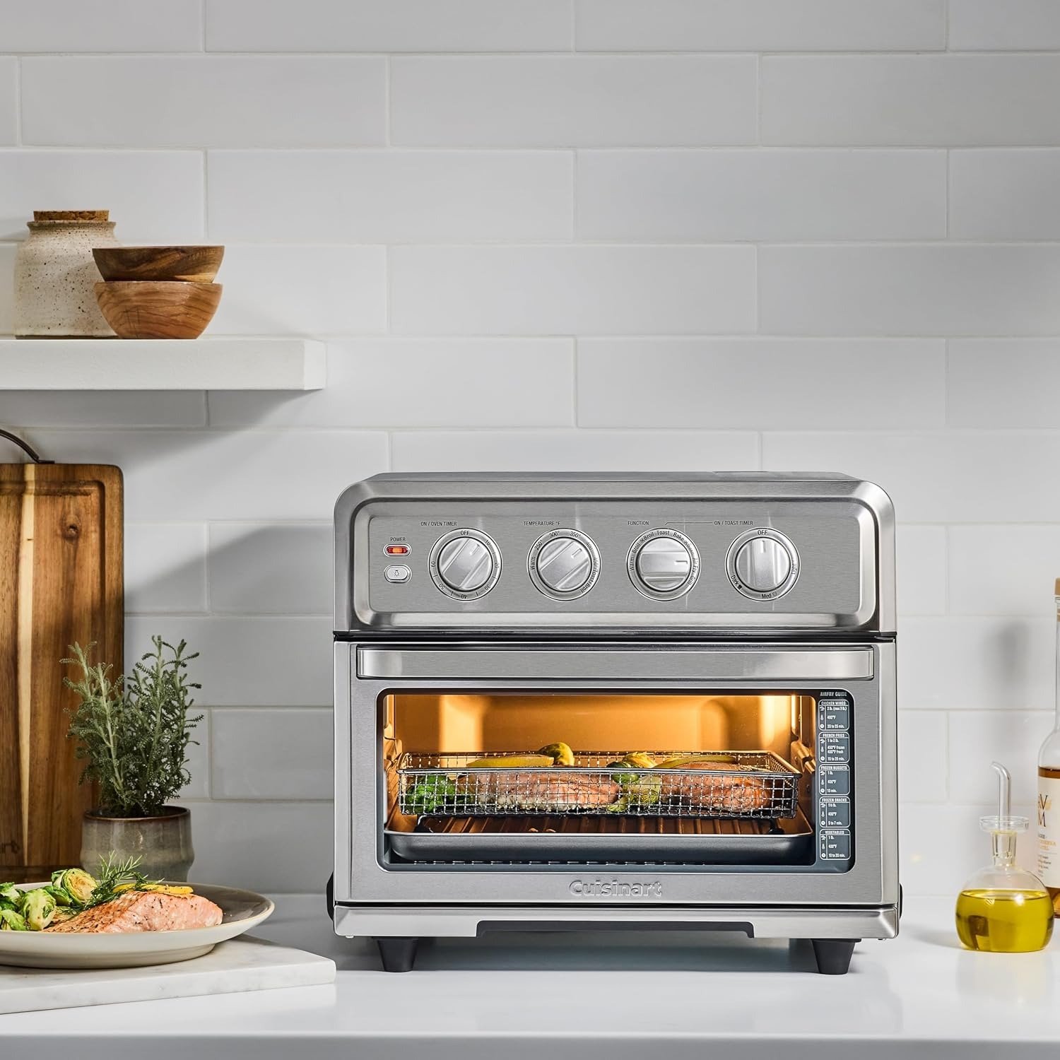 0.6 Cu.Ft Air Fryer Toaster Oven 8-in-1, 1800W, Air Crisp Technology, Stainless Steel Design