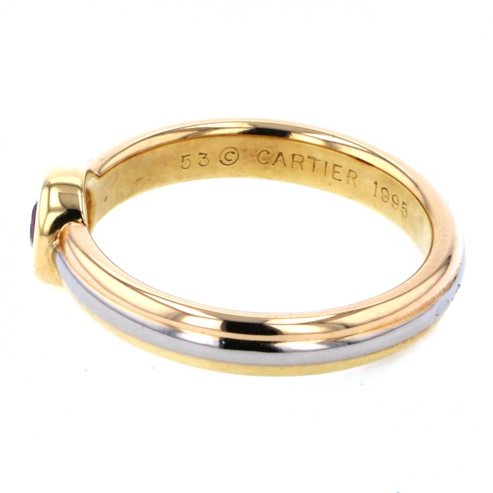 Cartier Three Gold Ruby Ring K18YG Yellow Gold K18WG White Gold K18PG Pink Gold Ring Tri-Gold