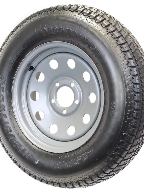 ST205/75D15 Trailer Tire Mounted on Silver 15-Inch 5-Lug Wheel – Load Range C