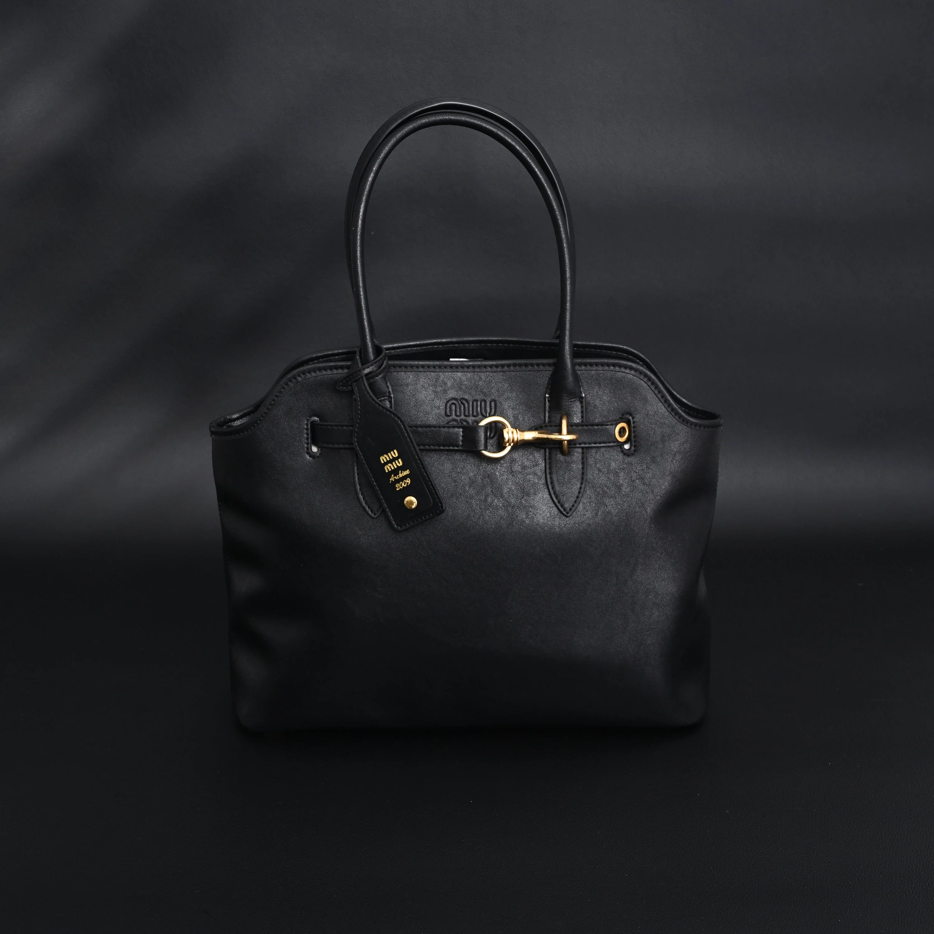 Miu Miu Leather Tote Bag – Classic Black