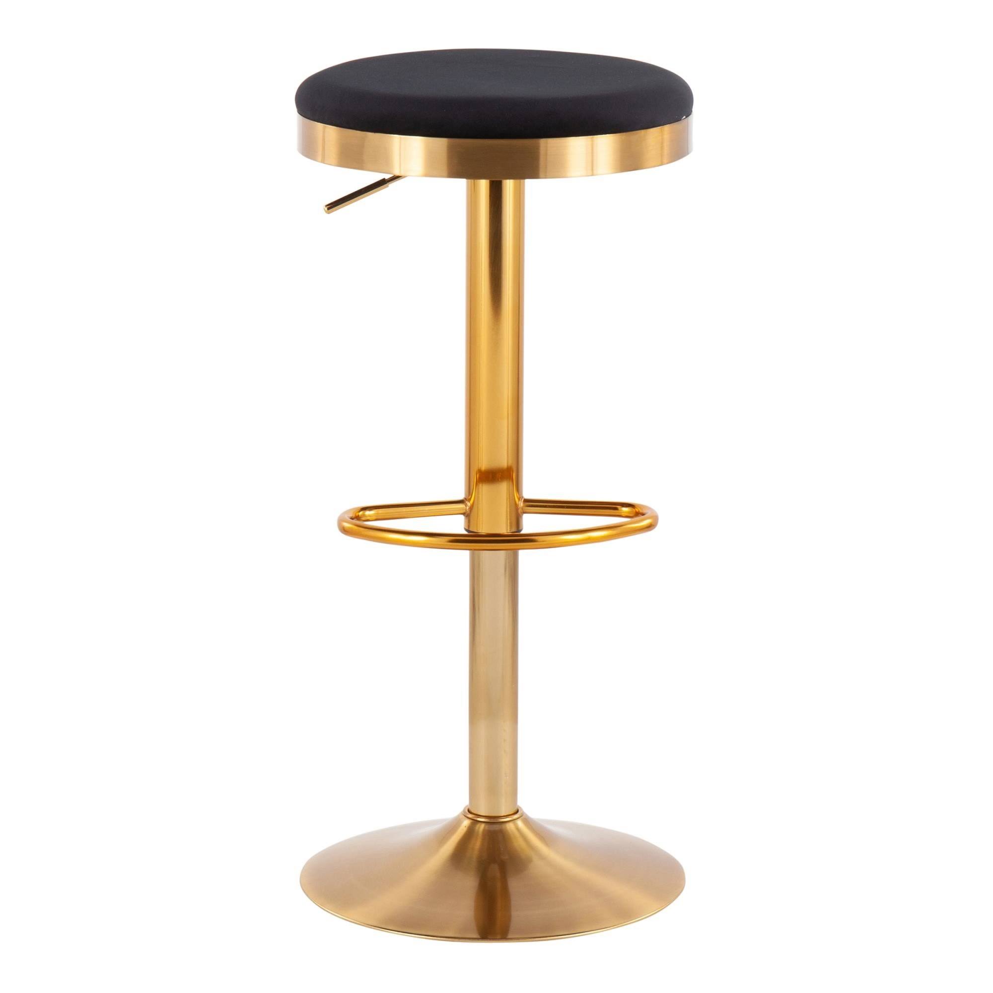 LumiSource Dakota Faux Leather Barstools in Gold/Black (Set of 2)