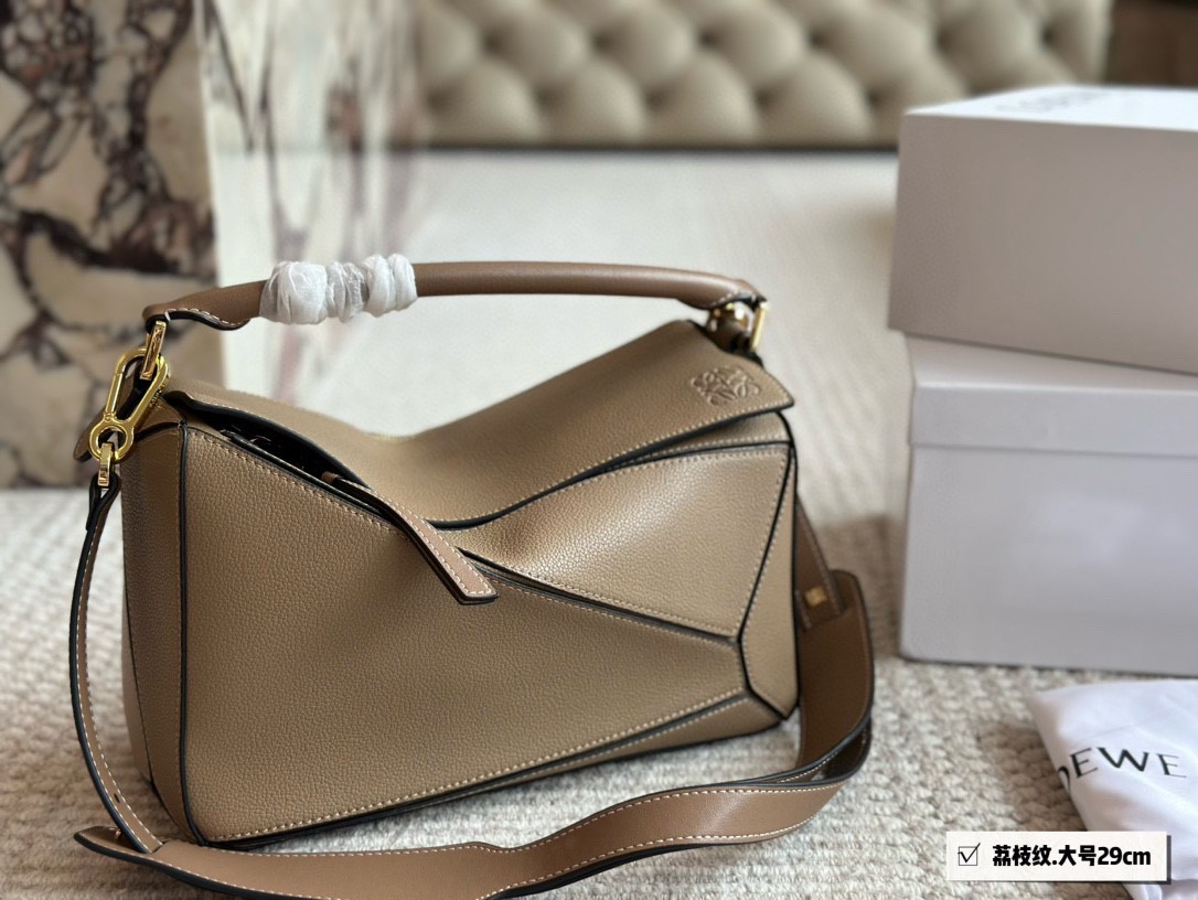 High Quality LOEWE Puzzle Edge Big textured-leather shoulder bag - cnluxepick