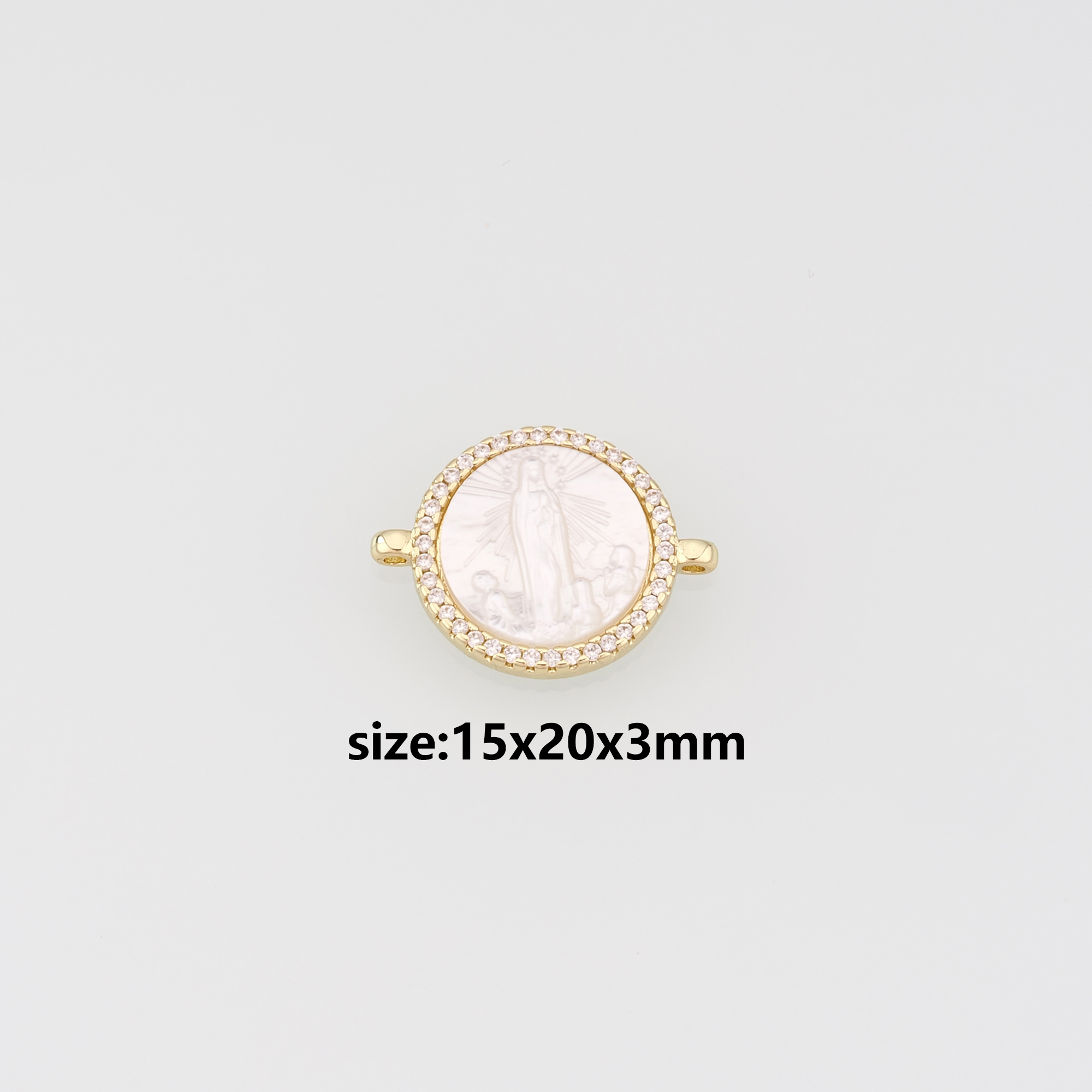 18K Gold Filled Virgin Mary Connector,CZ Micro Pave Religious Charm Necklace Bracelet for DIY Jewelry Making Supply
