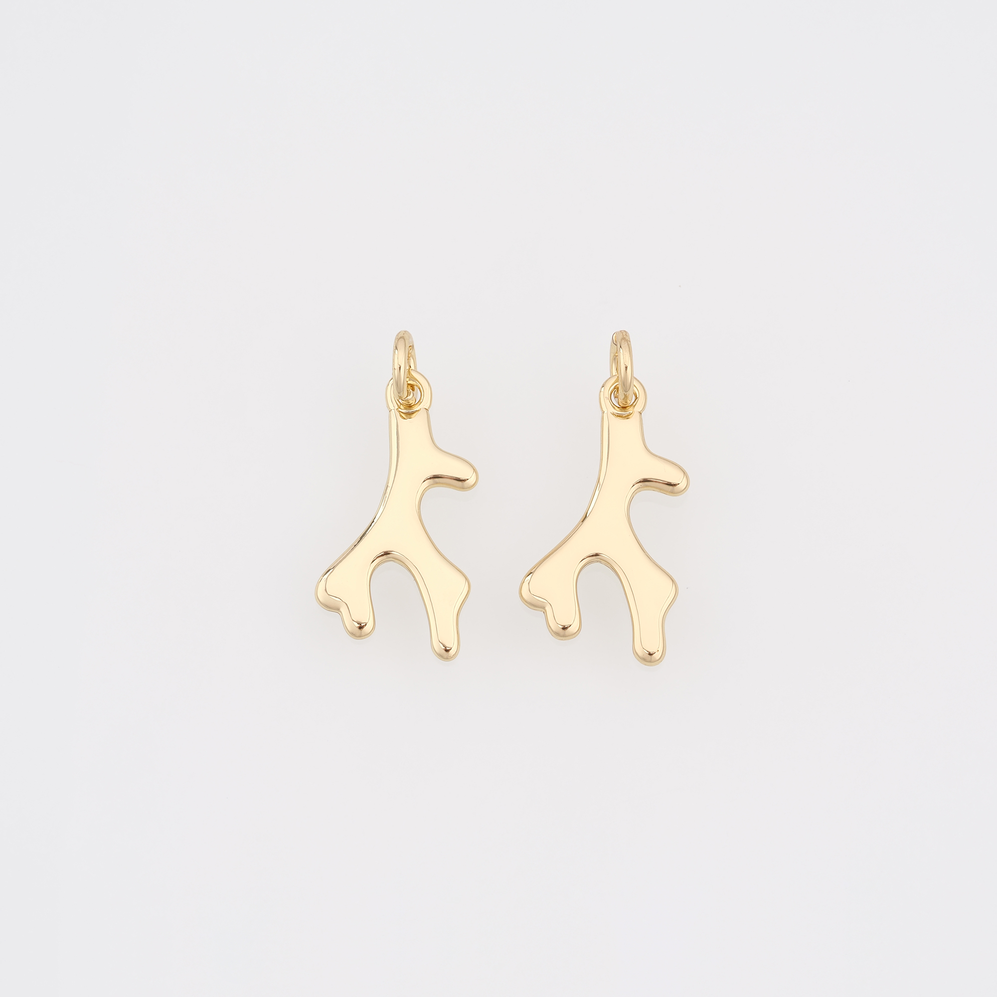 18K Gold Filled Antler Pendant,Dainty Elk Horn Charm Earrings Necklace for DIY Jewelry Making Supply