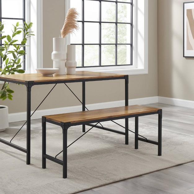 Urban Industrial Angle Iron Trestle Dining Bench Barnwood Saracina Home
