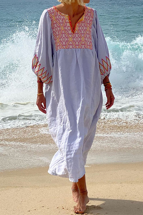 Embroidered Midi Caftan Dress | Effortless EleganceClistos