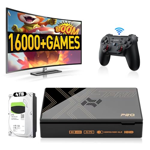 Kinhank Super Console X5 PRO Retro Game Console with 16000+Games,Emulator Console with Game&TV System,Rock Chip RK3588S,8K UHD Output,BT 5.0,SATA 3.1,Wireless Controllers