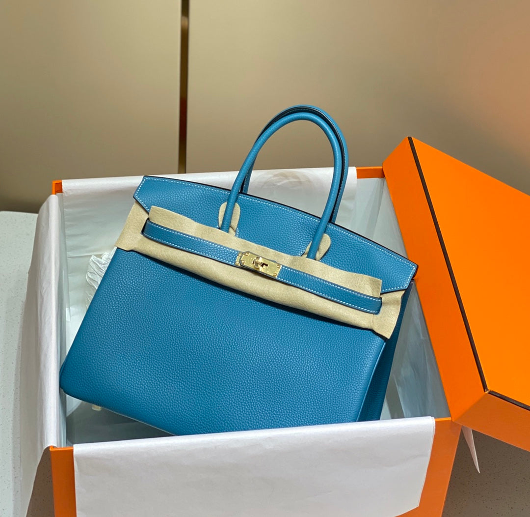 Hermes Birkin 35Cm Bag Cerulean Togo Gold Hardware