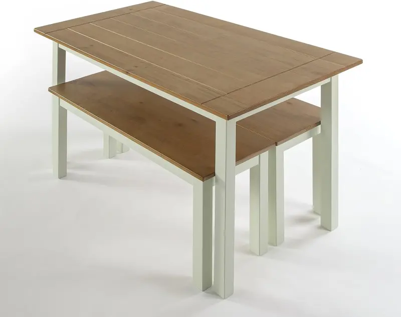 White Farmhouse Dining Table – Solid Wood Table Only, No Chairs Included