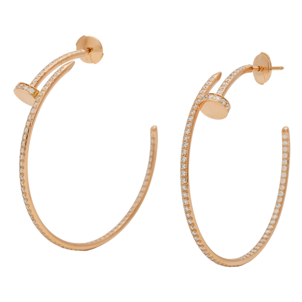 Cartier Juste un Clou Hoop Pavé Setting Earrings 18K Rose Gold N8515009