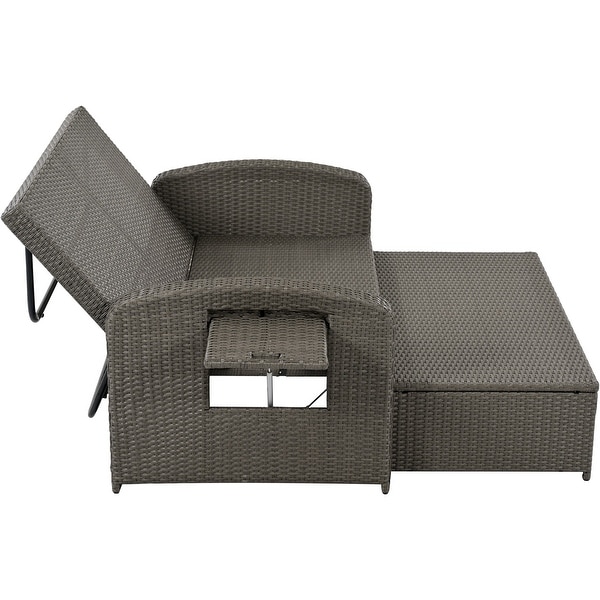 PE Wicker Rattan Reclining Sofa Chair