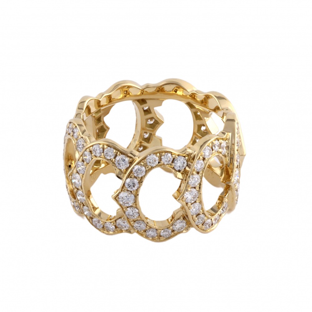 Cartier C Do Full Diamond Ring 18K Yellow Gold
