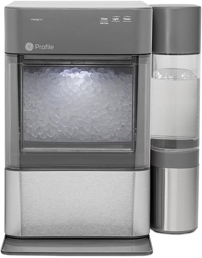 Chewable Crunchable Countertop Nugget Ice Maker, Scoop included, 38 lbs in 24 hours, Pellet Ice Machine with WiFi & Smart Connected, Stainless Steel