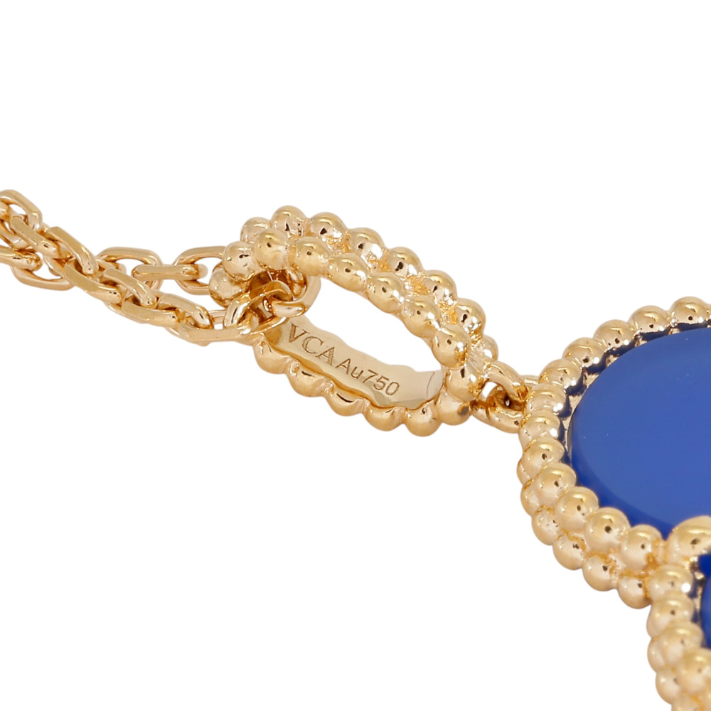 Van Cleef & Arpels Magic Alhambra Necklace 1 Motif 18K Yellow Gold Blue Agate VCARP6LA00