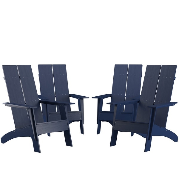 Modern Dual Slat Back Adirondack Style Chairs,Set of 4