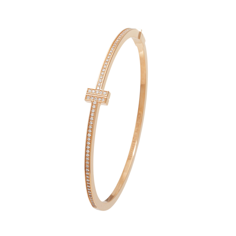 Tiffany & Co. Tiffany T Wire Bracelet 18K Rose Gold Diamond 62273046