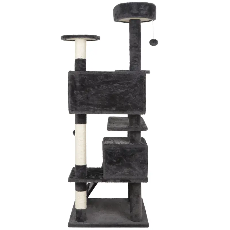 Zenstyle 53-in Cat Tree and Condo Scratching Post Tower, Dark Gray