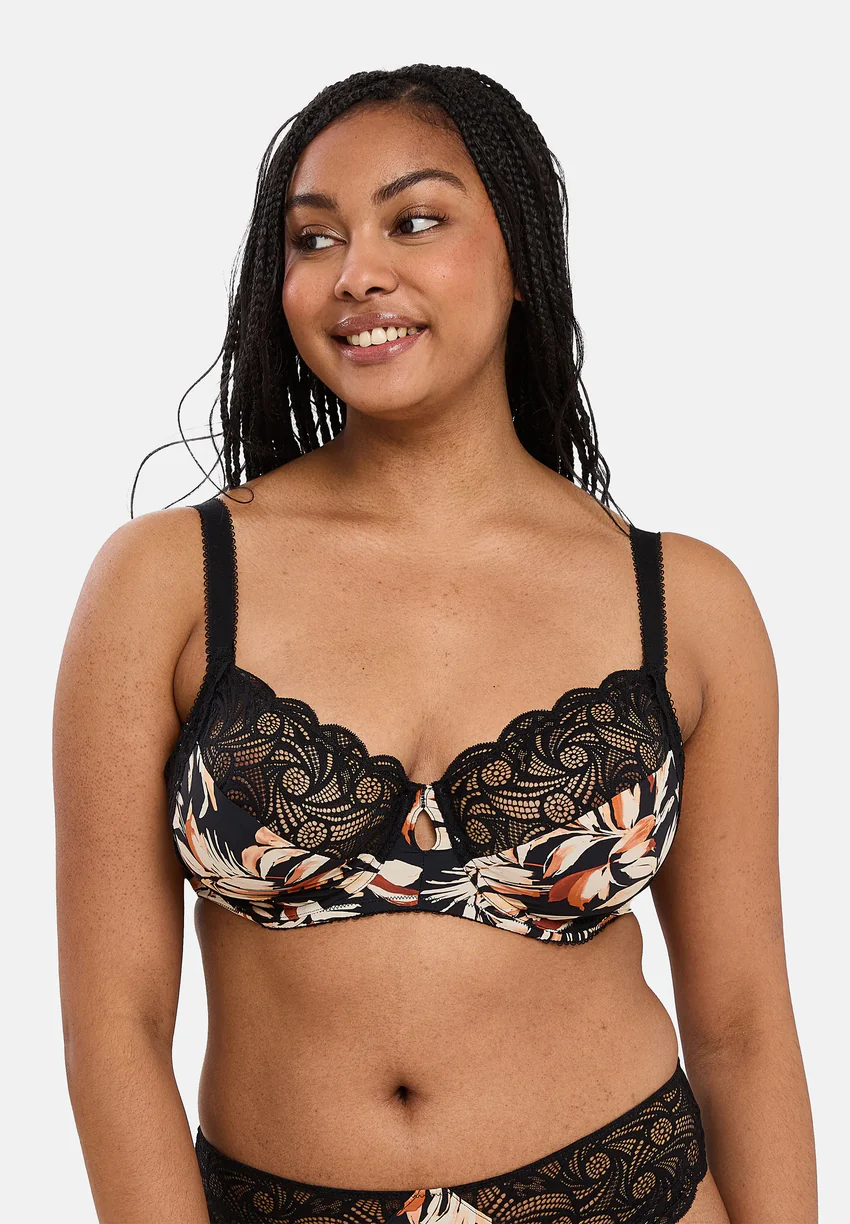 Soutien-gorge emboîtant Ariane Fantaisy Imprimé Feuilles & Noir