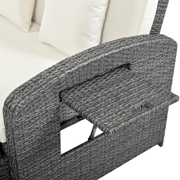 PE Wicker Rattan Reclining Sofa Chair