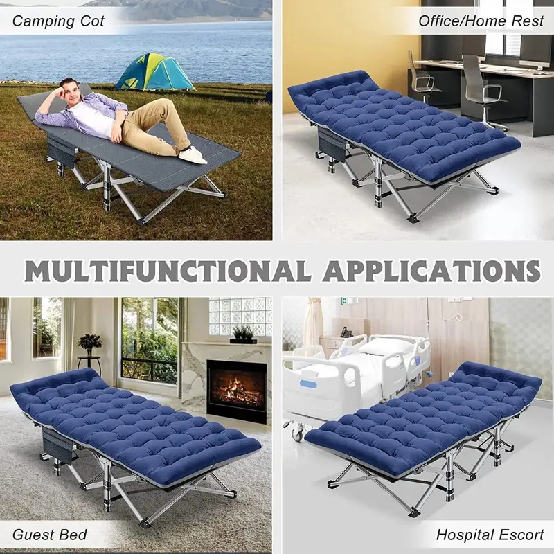 SLY Folding Camping Cot – 2-Pack with Dual-Firmness 3.3″ Mattress & Carry Bag