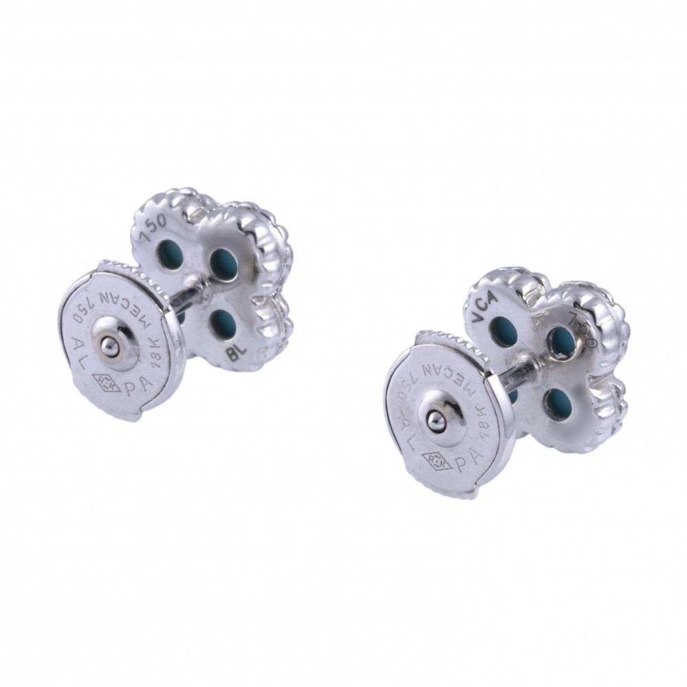 Van Cleef & Arpels Sweet Alhambra Earrings 18K White Gold Turquoise