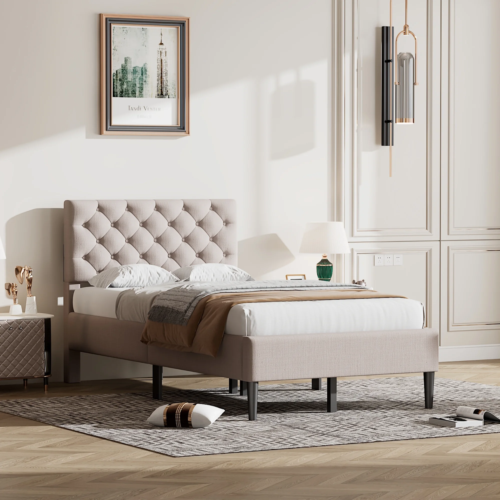 Button-Tufted Platform Bed - Twin Size - Upgrade Your Bedroom