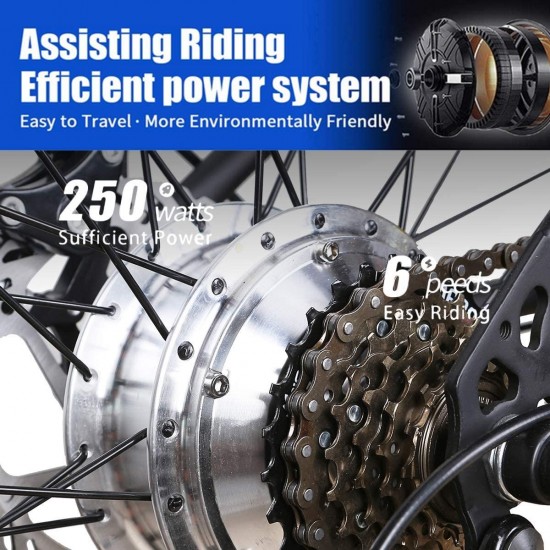 250W 6-Speed Gear Electric Bicycle with 36V10Ah Lithium Battery