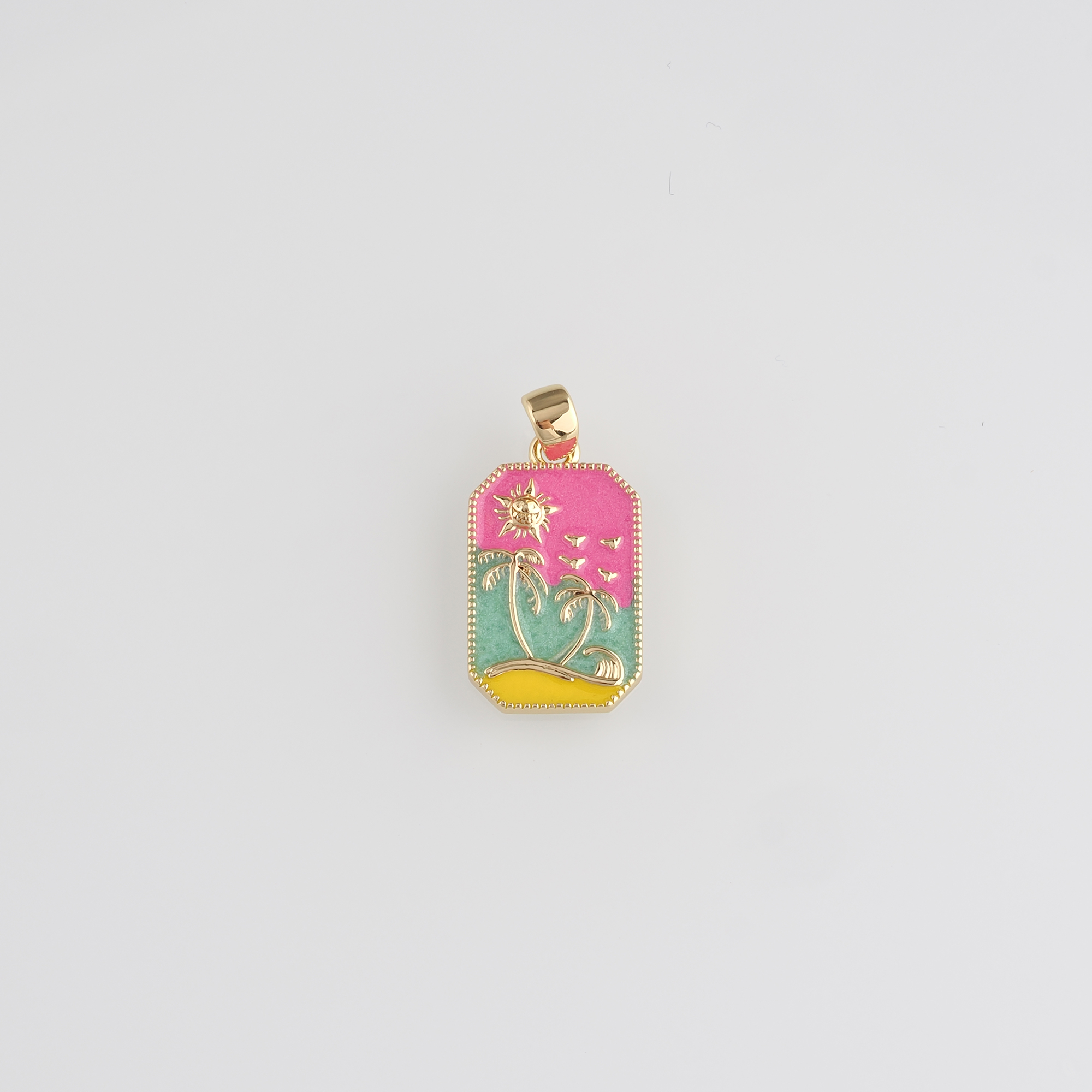 18K Gold Filled Coconut Tree Pendant,Enamel Palm Tree Charm Earrings Necklace for DIY Jewelry Making Supply