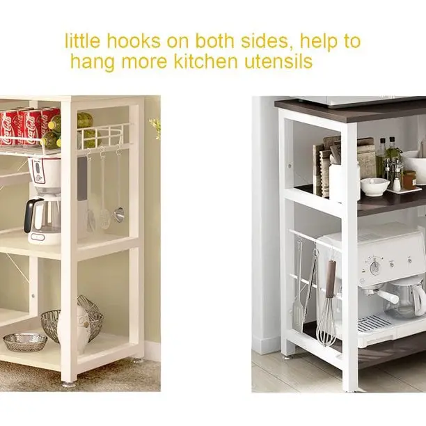 SOGES Kitchen Cart 3-Tier Kitchen Baker’s Rack Utility Microwave Oven Stand Black