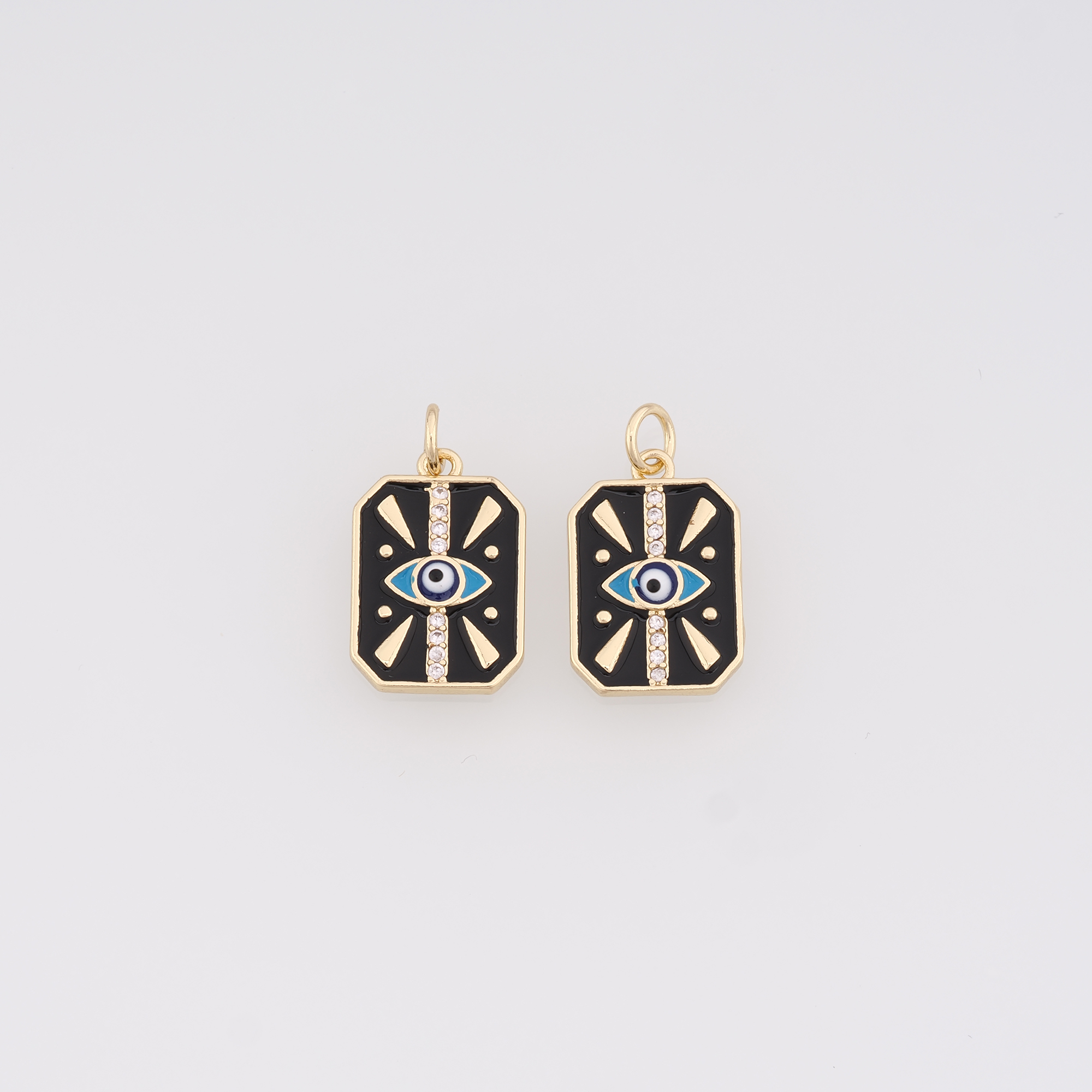 18K Gold Filled Evil Eye Pendant,Enamel Evil Eye Charm Earrings Necklace for DIY Jewelry Making Supply