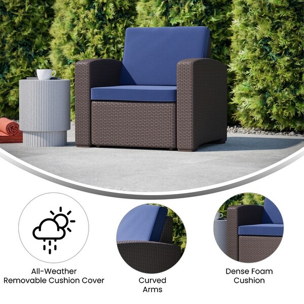 Faux Rattan Chair with AllWeather Cushion