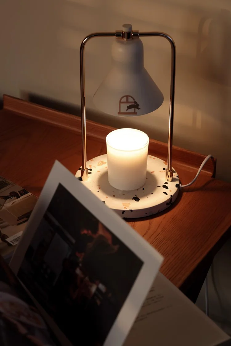 LA034 - Leaping Rabbit Wax Lamp / Dimmable! Heat adjustment! Fragrance control! Marble Aromatherapy Bedside Table Lamp Night Light