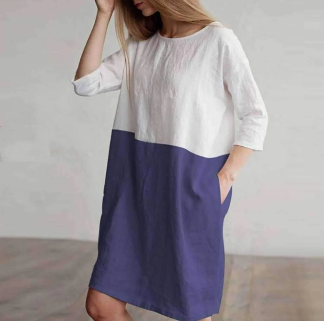 Colorblock Patchwork Tunic DressClistos