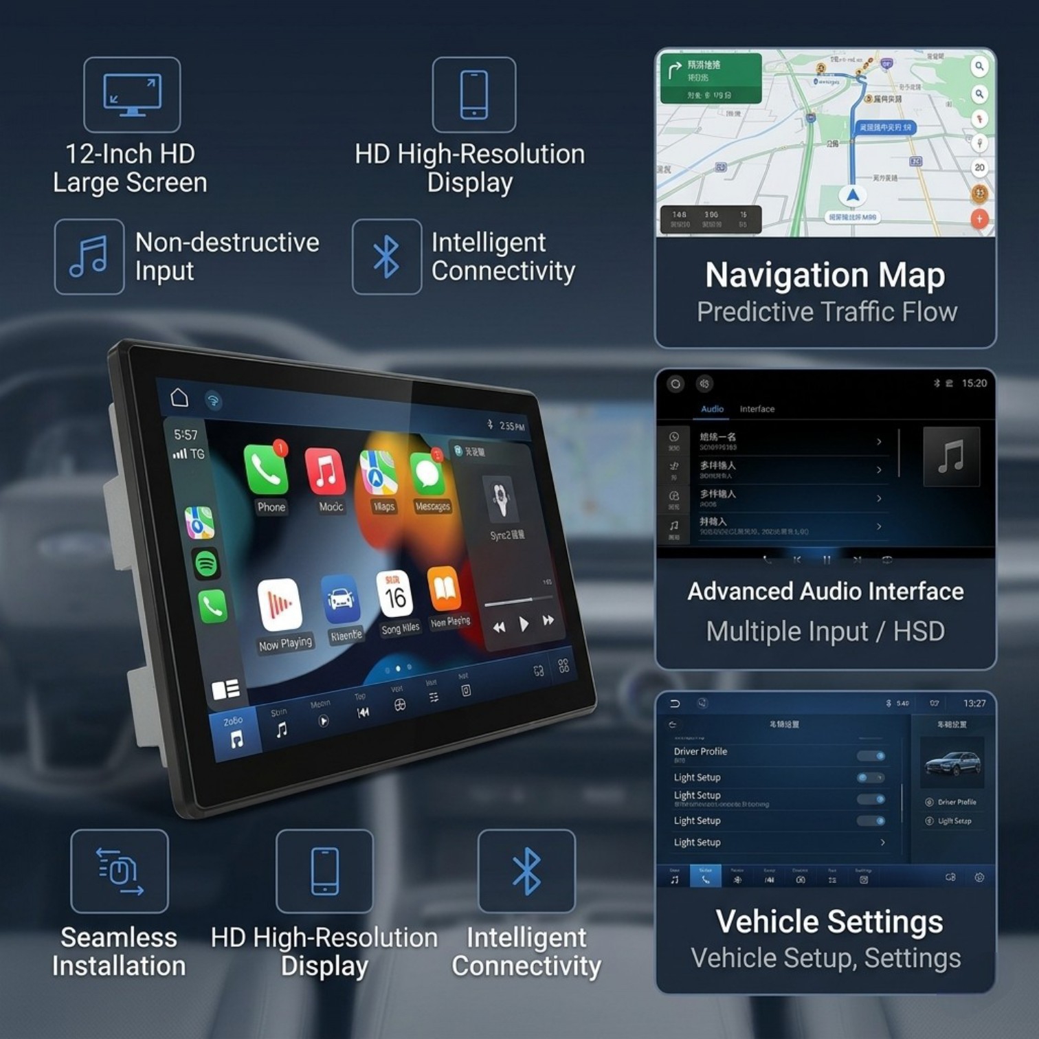2021-2026 F150 F350 F550 Sync 4 8inch to 12inch wireless carplay ford oem parts upgrade kit for