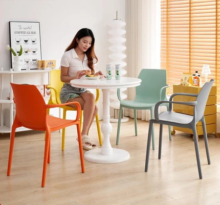 🔥Ready Stock🔥AunttonSimple Plastic Adult Chair Back Stool Nordic Office Home Dining Chair Office Chair