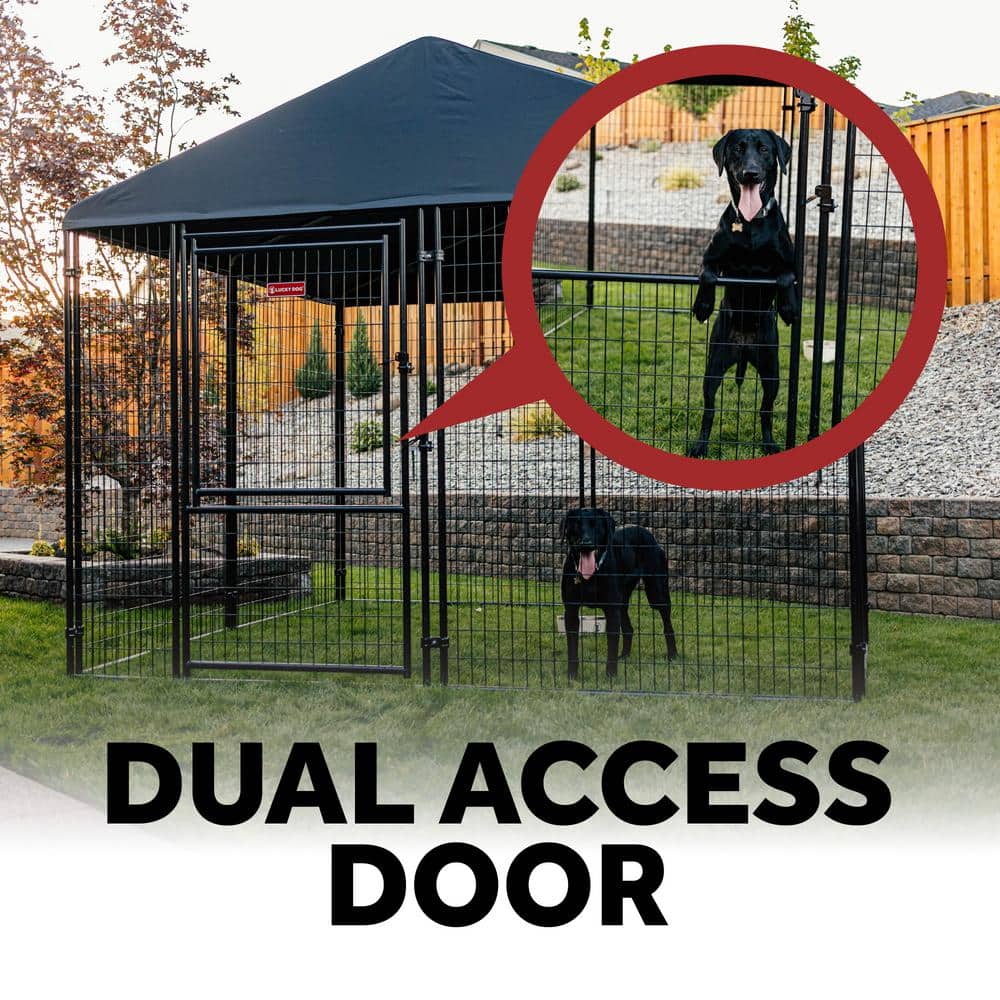 Lucky Dog STAY Series Presidential (Coverage Area – 0.0023 -Acres ) In-Ground Kennel (10 ft. x 10 ft. x 6 in. H) Steel Grey KPRM10-UR0310