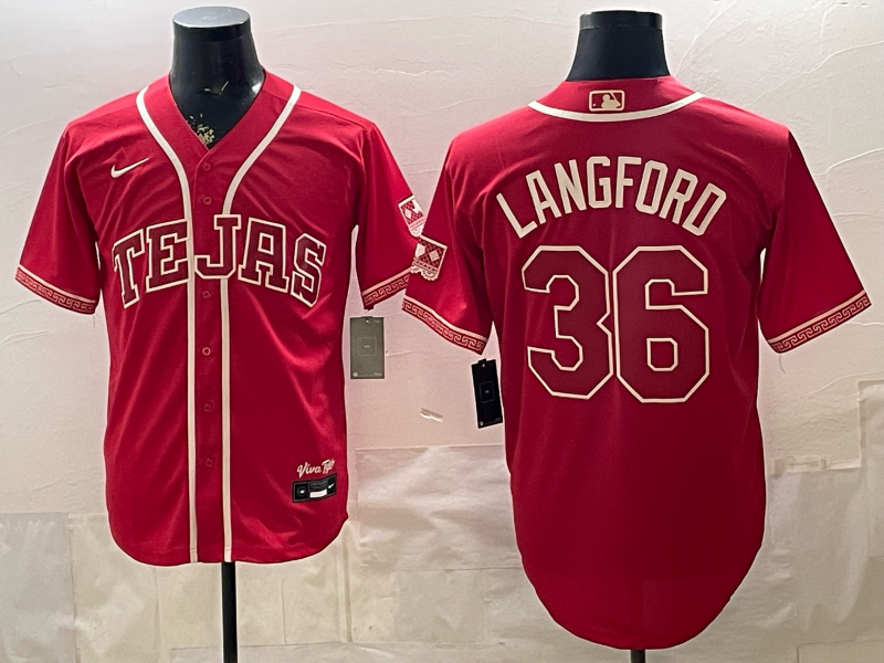 Men's Texas Rangers Wyatt Langford #36 Red 2026 City Connect Stadium Jersey