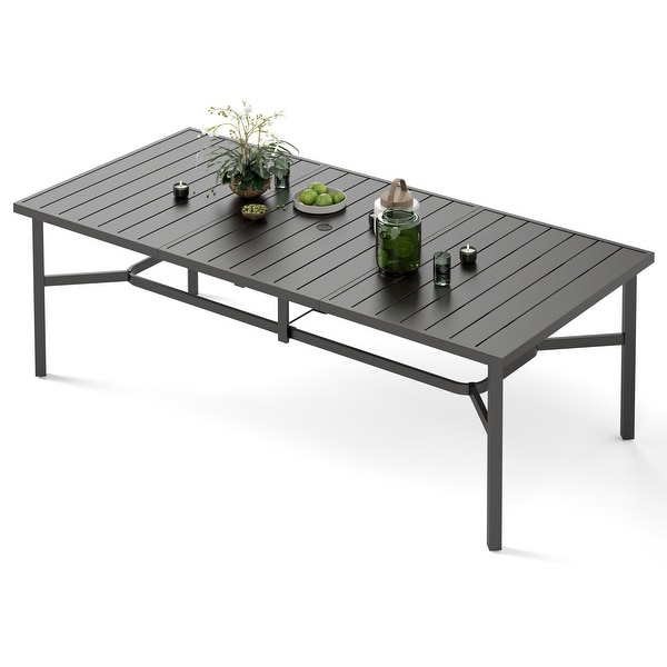 9Piece Patio Dining Set,Metal Table and Foldable Sling Dining Chairs with 7 Levels Adjustable