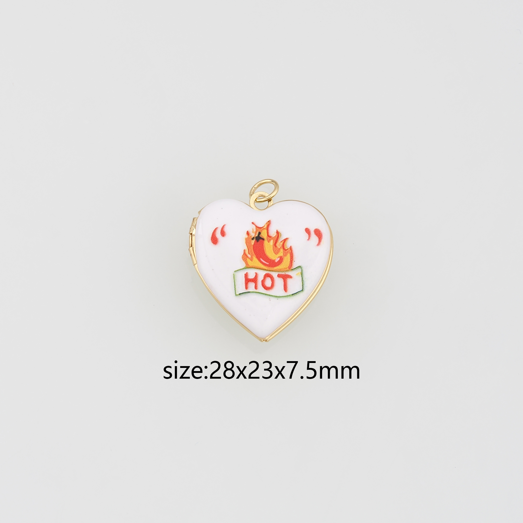 18K Gold Filled Heart Pendant,Enamel Openable Heart Charm Earrings Necklace for DIY Jewelry Making Supply