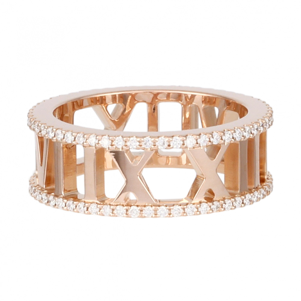 Tiffany & Co. Atlas Ring 18K Rose Gold Diamond