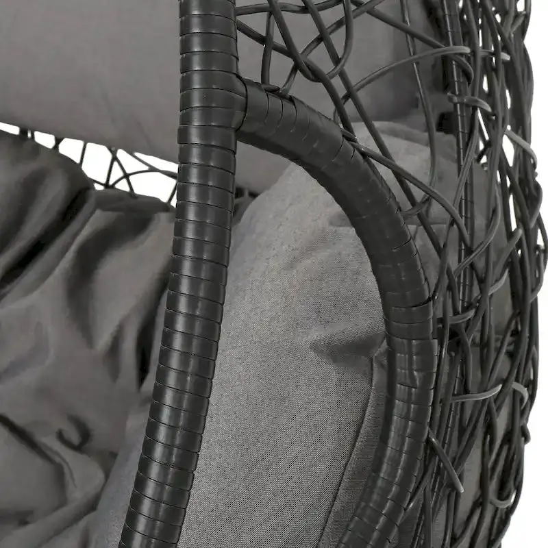 Waterproof Wicker Hanging Basket Chair – Hammock-Style Seat with Cushions, 300 lb Weight Limit