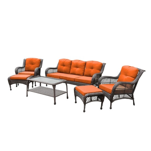 6piece Resin Wicker Patio Furniture Conversation Set with High Back