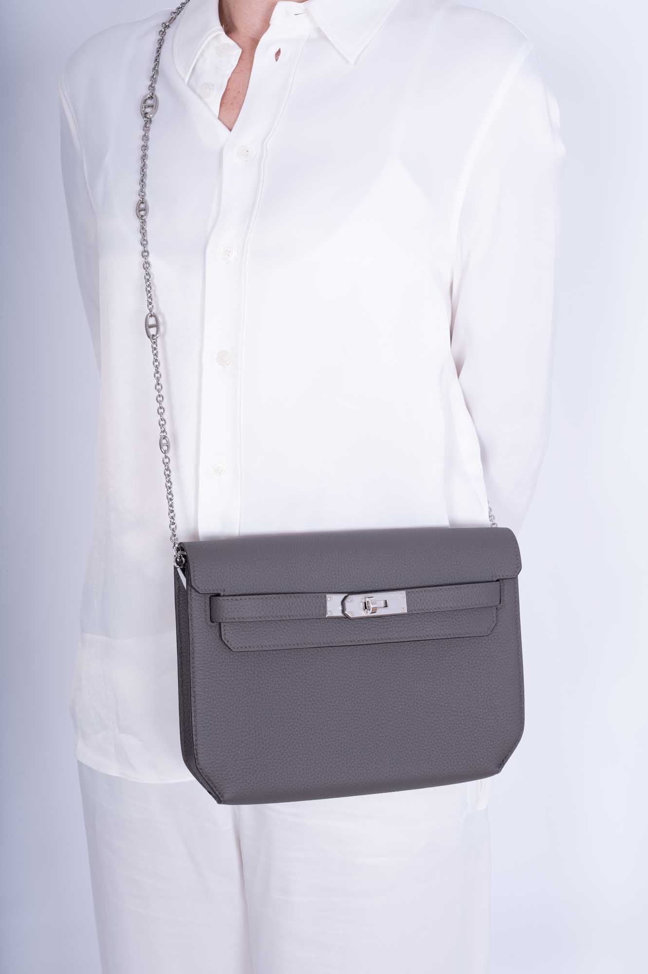 Hermès Kelly Depeches 25 Etain Togo Palladium Hardware