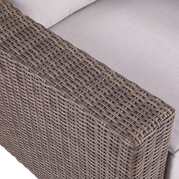 4Piece Manhattan Rustic Wicker Sofa Set with Tempered Glass